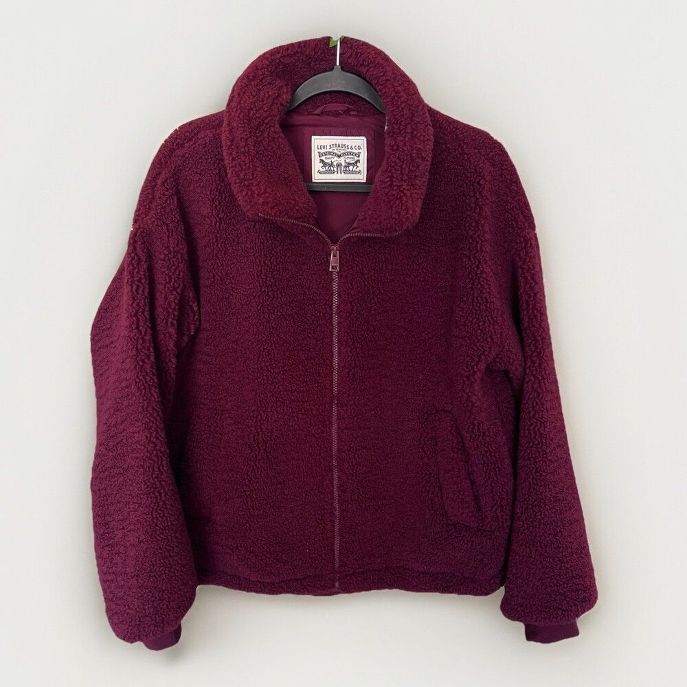 Levi’s Women’s Sherpa Fleece Jacket M  Teddy Full Zip Cozy Winter Coat Warm